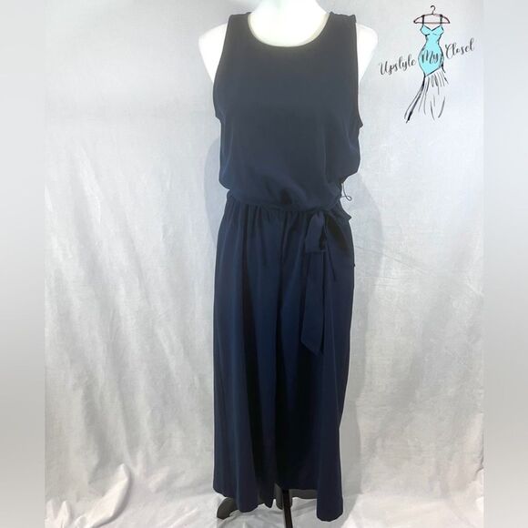 Carolina Belle navy belted cropped jumpsuit size 4 - Picture 1 of 6